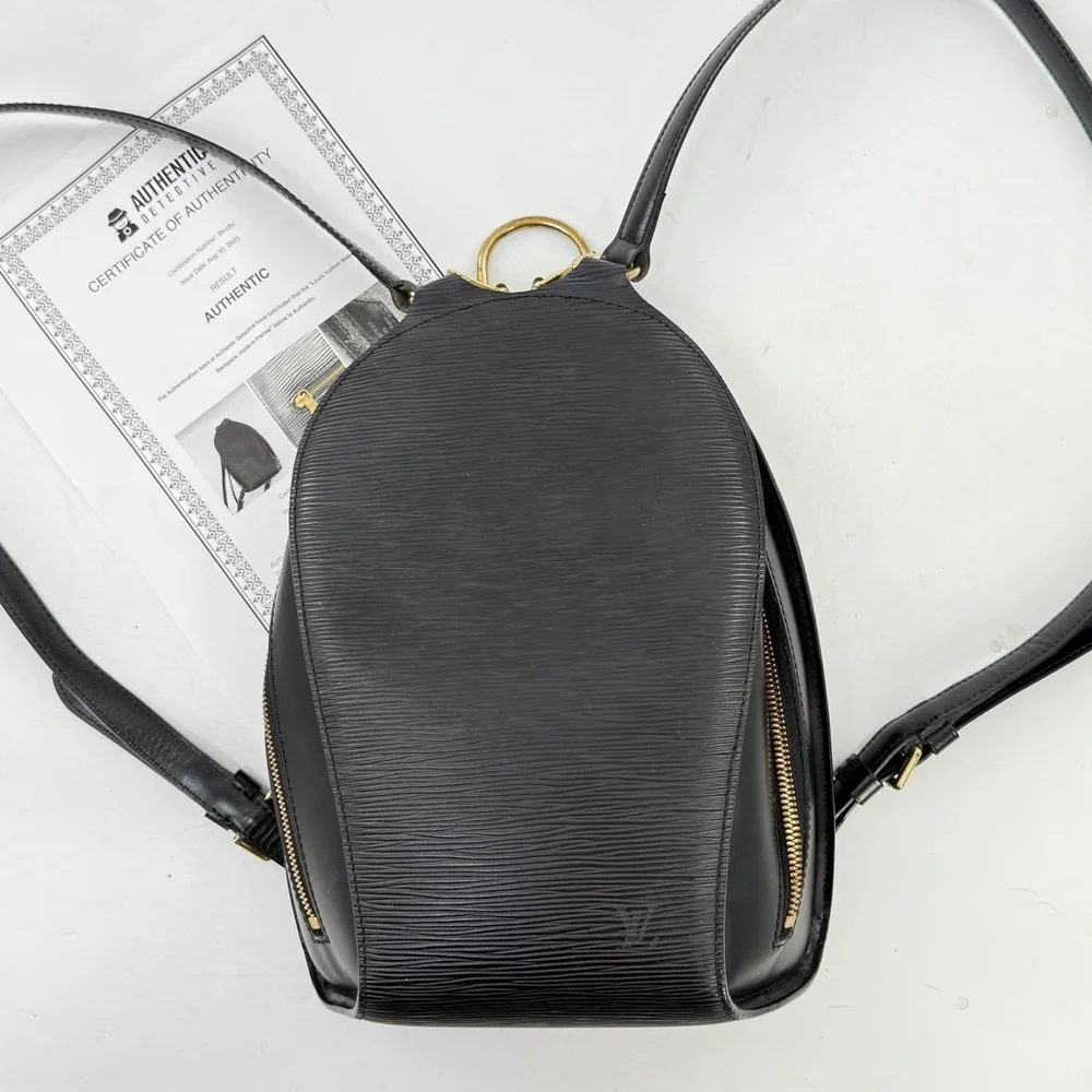 Louis Vuitton Mabillon Black Epi Leather Backpack Vintage 1998 Authentic